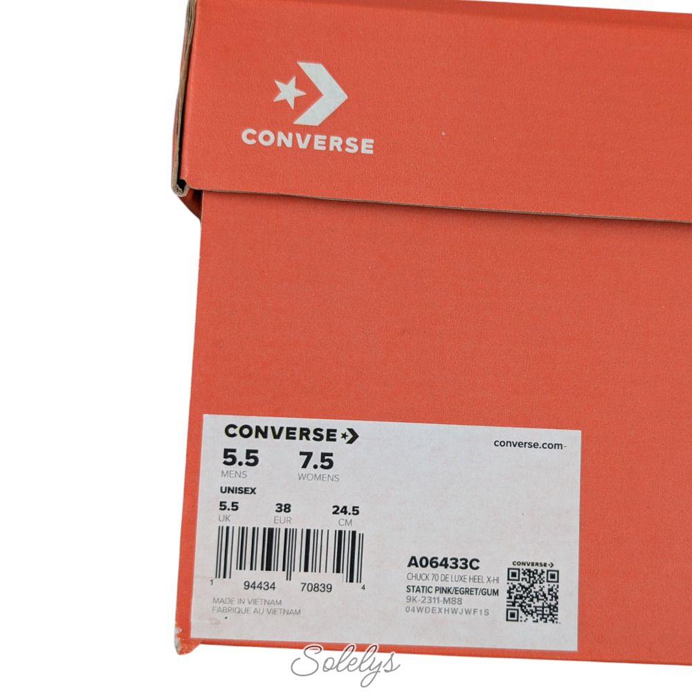Converse Chuck 70 De Luxe Heel Static Pink Platform Sneaker Boot Womens 7.5 - Picture 7 of 10